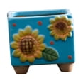 thumbnail image 4 of Plantilla de girasol de cerámica plantas de maceta cuadrada pequeña recipiente de planta decorativa maceta creativa para la entrada de la cafetería Azul, 4 of 8