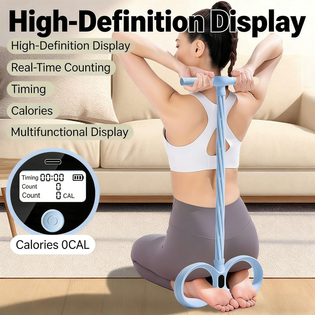 Smart Foot Pedal Puller, Smart Six Tube Resistance Foot Pedal, 2026 Upgraded 6 Tube Pedal Puller Resistance Band with Digital Counter & Handles, for Full Body Stretching & Yoga