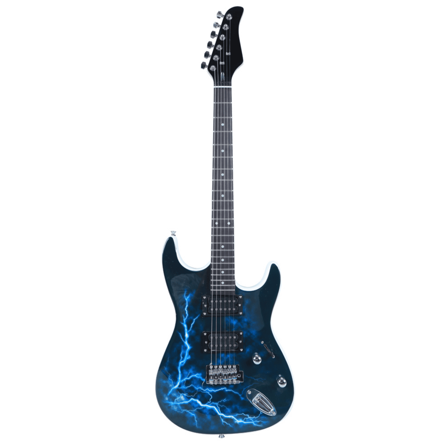 Hassch Electric Guitar with Big Bag, Beginner Kit with Strap, Plectrums and Power Cord, Blue & White