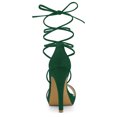 thumbnail image 3 of Sandalias Cordón Arriba Plataforma Tacones De Aguja Para Mujeres Verde Esmeralda 36, 3 of 6