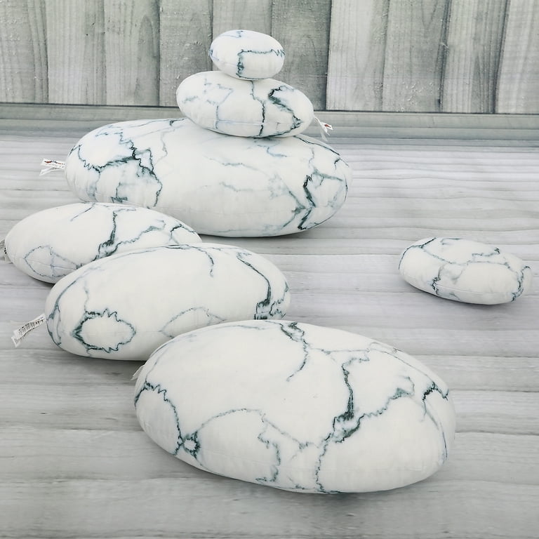 Rounuo Large Stuffed Rocks Stone Pebble Living Pillows Floor Cushions Home  Decoration Throw Pillows White Marble 7pcs