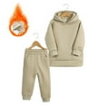 thumbnail image 3 of Esaierr Kids Baby Girls Boys Fall Winter Tracksuit Outfit 1-7Y Colid Color Pullover Hoodie and Casual Long Pants Sweatsuit Set Thickened Warm Clothing, 3 of 9