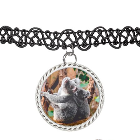 Mad Marble Two Koala Bears Sitting In Tree Choker Pendant Charm