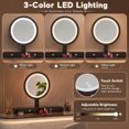 thumbnail image 4 of 47 Inch Modern Makeup Vanity Desk Set with 3 Color Round LED Mirror, Dressing Table with 4 Storage Drawers & Padded Stool for Bedroom,White and Brown, 4 of 8