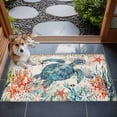thumbnail image 4 of 2x3 Door Mat Rug, Sea Turtle Coastal Non-Skid Rubber Backing Large Rectangle Rugs - Living Room Bedroom Home Office, Vintage Beach Coral Starfish Nautical Indoor Floor Mat Carpets Washable Rug, 4 of 9