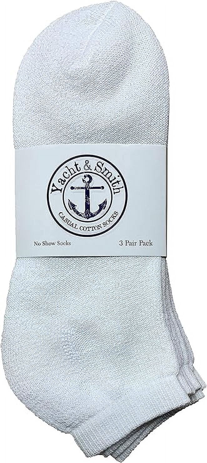 Yacht & Smith 12 Pairs of Boys Youth No Show Ankle Cotton Value Pack Children Socks (6-8, White)