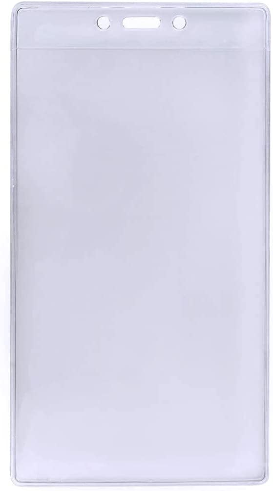 Bulk 100 Pack - 4 x 7 Extra Large Clear Vinyl Badge Holders - Heavy Duty Vertical Plastic Name Tag Sleeves for Pit Pass, Press Credential, Sports and Season Tickets by Specialist ID