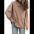 thumbnail image 2 of Camisetas de Larga Extragrandes para Mujer 2025, Camisetas Básicas de Cuello Redondo, Tops de Otoño, Ropa Informal de Entrenamiento Y2K Caqui L, 2 of 9