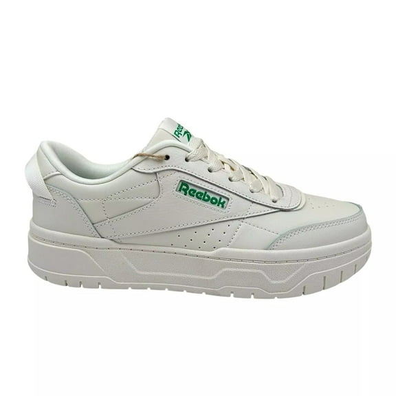 Reebok Tech Geo Womens Leather Casual Sneaker Size 8 White Chalk/Green Lace up