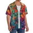 thumbnail image 2 of Daiia Butterfly Flower Cascade Men's Linen Shirts Short Sleeve Casual Shirts Button Down Shirt for Men Beach Summer Wedding Shirt-Medium, 2 of 6