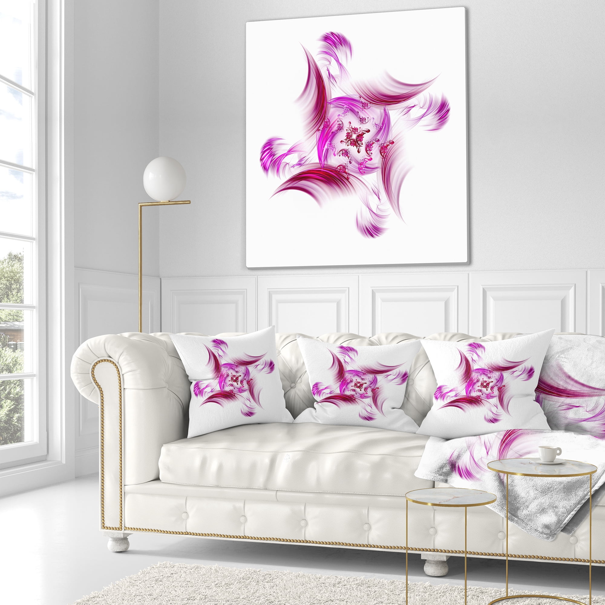 Designart Rotation of Small Universe Purple Flower - Floral Throw Pillow - 16x16
