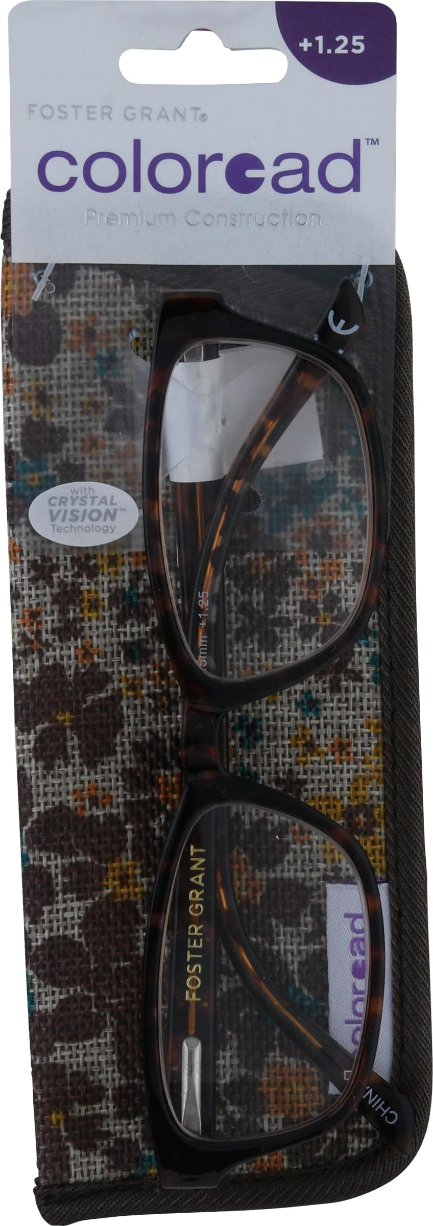 Foster Grant Women Lisa Tortoise Rectangle Frame Stylish and Lightweight Reading Glasses with Soft Case, 1.25