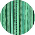 thumbnail image 1 of Ahgly Company Machine Washable Indoor Round Abstract Turquoise Blue Modern Area Rugs, 6' Round, 1 of 4