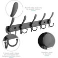thumbnail image 4 of Perchero de pared triple negro, 5 robustos ganchos de acero inoxidable para colgar la capa, sombrero, monedero, llaves, albornoces para baño de entrada interior, 4 of 5