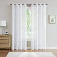 thumbnail image 2 of Warm Home Designs Pair of Standard Length 54" x 84" Sheer White Curtains with Silver Grey Leaf Embroidery. M Silver 84, 2 of 6