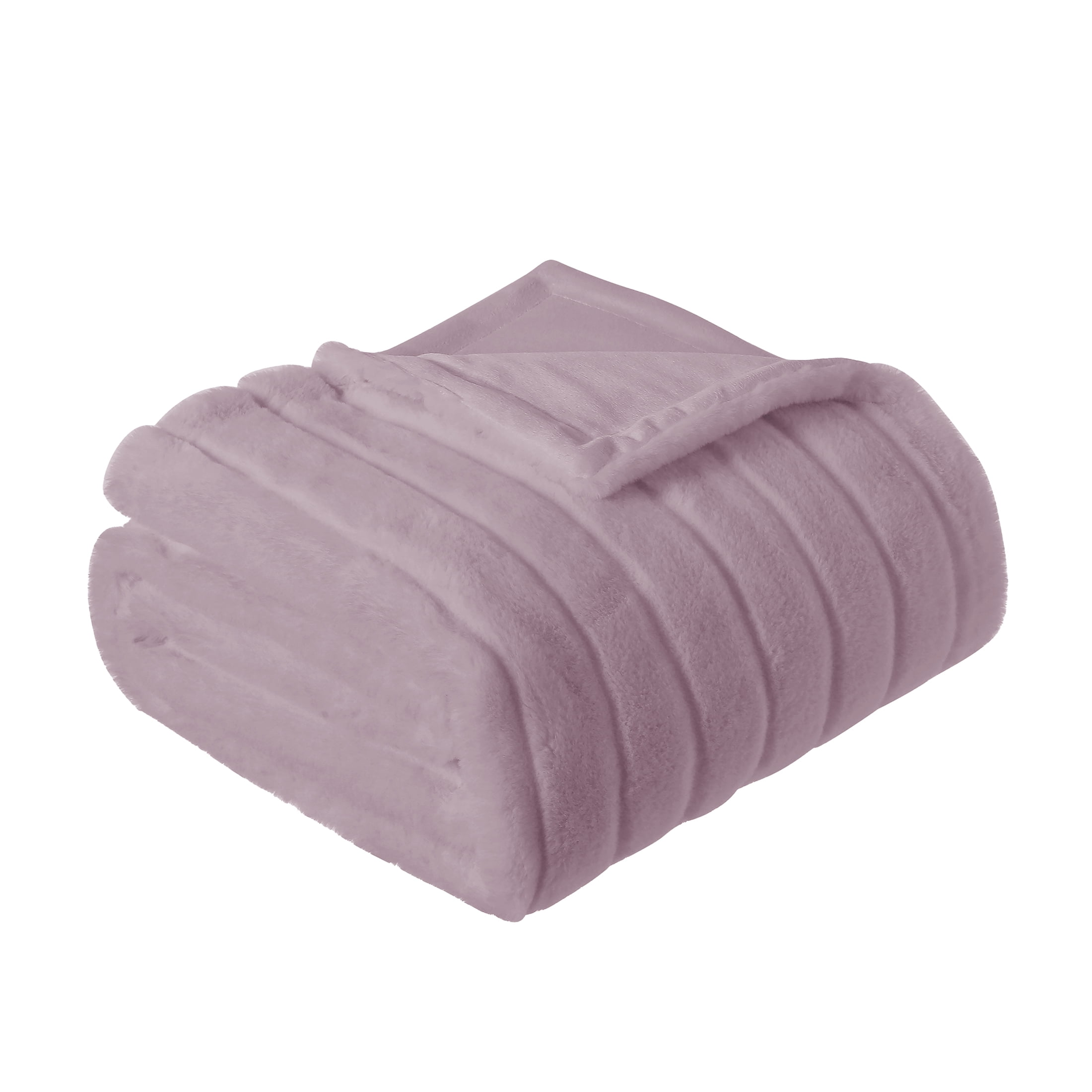 Mainstays Purple Stripe Faux Fur Throw, 50" x 60", Adult/Teen