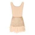 thumbnail image 4 of Elainilye Fashion Women's 2 Piece Skirt Suit Solid Tassels Plume Casual Sleeveless Camisole And Short Skirt Set,Beige, 4 of 6