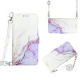 thumbnail image 6 of for iPhone 15 PU Leather Wallet case, Marble Pattern Credit Card Holder,Flip Folio Book Kickstand Cover Women Men with Long + Short Strap for iPhone 15 6.1 inch 2023, White Purple Marble, 6 of 7