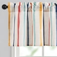thumbnail image 5 of Hiasan 42 x 18 Inch Kitchen Valance Curtain, Linen Striped Valance for Bedroom Living Room, Rod Pocket Farmhouse Light Filtering Window Valance Curtain, Colorful Vertical Stripes, 1 Panel, 5 of 9