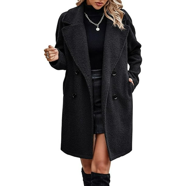 Chaqueta larga de invierno para mujer: chaqueta de entretiempo, cuello vuelto, elegante chaqueta de forro polar, elegante abrigo de invierno