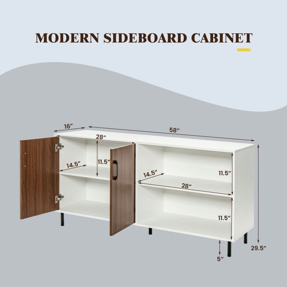 Finihen Kitchen Storage Cabinet, Buffet Sideboard, Modern Buffet Sideboard with 2 Doors and Open Compartments, for Dining Room, Kitchen, Living Room, Walnut Finihen Kitchen Storage Cabinet, Buffet Sideboard, Modern Buffet Sideboard with 2 Doors and Open Compartments, for Dining Room, Kitchen, Living Room, Walnut
