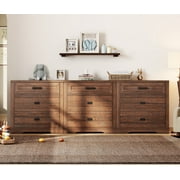Farmhouse 9 Drawers Dresser for Bedroom,94 inch 3 in 1 Dresser with Small Chest of Drawers,Mid Century Modern Wooden Closet Storage Organizer for Living Room, Hallway, Rustic Brown