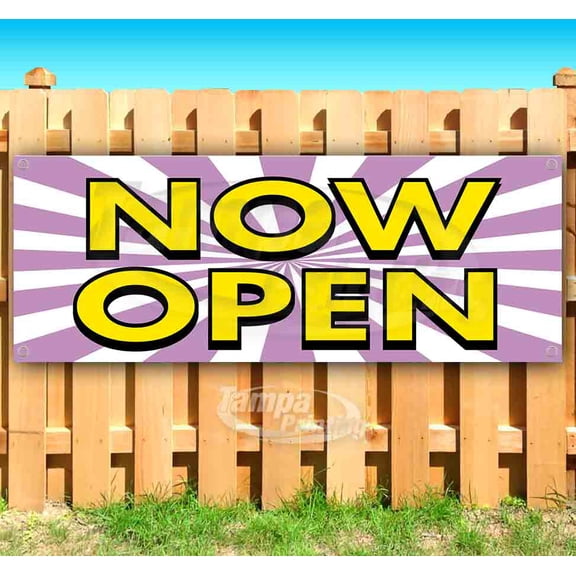 Now Open 13 oz Vinyl Banner With Metal Grommets