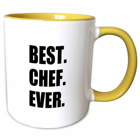 3dRose Best Chef Ever - text gifts for world greatest cook and cooking fans - Two Tone Yellow Mug, (Best Tent Fan Ever)