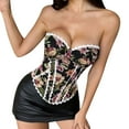 thumbnail image 2 of BLTIBY Women Renaissance Corset Vintage Vest Bustier Floral V Neck Sleeveless Tops Cottagecore Retro Medieval Costume Bodyshaper Slim Fit Party Halloween Going Out Black S, 2 of 4