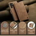 thumbnail image 6 of Feishell Slim Wallet Phone Case for Samsung Galaxy S24 Ultra 6.8 inch,Premium PU Leather Magnetic Closure Folio ID Credit Card Slots Shockproof Protective Flip Kickstand Phone Cover,Brown, 6 of 11