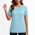 thumbnail image 4 of Hueook Summer Tshirts Upf 50+ Rash Guard Quick Dry Athletic Sun Protection Women's Fashion Summer V Neck Leisure Three-quarter Sleeve Solid Blue M, 4 of 8