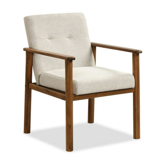 Spaco Modern Accent Linen Fabric Armchair with Solid Wood Legs and Soft Cushioned Seat, Modern Mid-Century Upholstered Living Room Chair