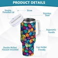 thumbnail image 2 of Yayeee 30oz Stainless Steel Tumbler with Straw and Handle Double-Wall Insulated Travel Water Bottle, Vibrant Art Leaves Pattern, 2 of 8