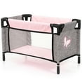 thumbnail image 4 of Bayer Design: 9-In-1 Doll Travel Bed Set - Grey-Pink-Butterfly - Sleep Playpen-Highchair-Bag-Feeding Care Toy Accessories For Dolls Up to 18", Kids 3+, 4 of 9