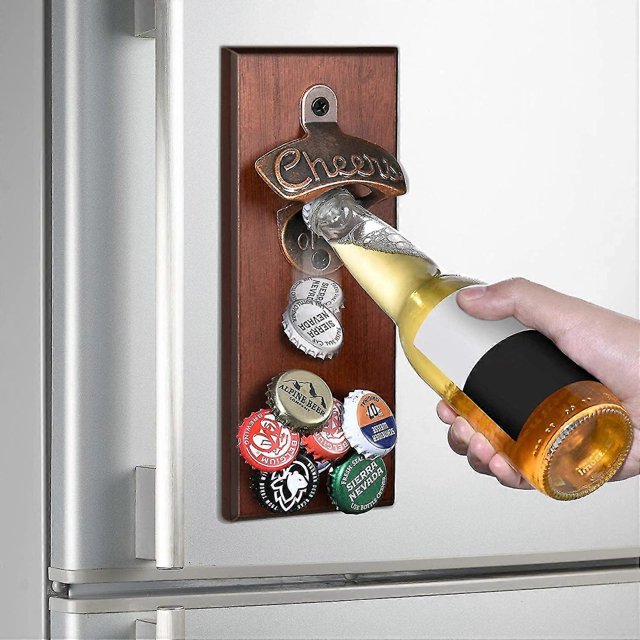 ZHAOCHENG Regalos para hombres y papás, abridor de botellas de cerveza magnético montado en la pared, regalo de cumpleaños de aniversario para