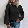 thumbnail image 2 of Miluxas Plus Size Sweater Tops On Seasonal Clearance Women's Solid Color Long Sleeve Pullove Sweater Tops Black 6(M), 2 of 5