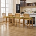 thumbnail image 3 of MIKIBAMA Counter Height Bar Stools Set of 4, Rattan Back, Linen Seat, 3 of 11