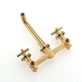 thumbnail image 2 of Hassch Wall Mounted Faucet Bathroom Sink, 360 Degree Rotating Brass Spout, 2 Cross Handles, with Thick Valve, Brushed Gold, 2 of 7