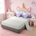 thumbnail image 3 of Erosebridal Rainbow Unicorn Print 7-Piece Bedding Comforter Set,Colorful Blossom Floral King Bedding Sets For Girls Kids,Reversible Light gray, 3 of 7