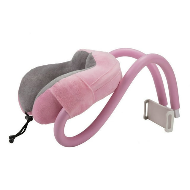 Almohada para el cuello, soporte para teléfono, almohada en forma de U con soporte para teléfono perezoso para oficina de viajes
