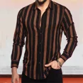 thumbnail image 1 of Camisa con botones y cuello con estampado de rayas creativas para hombre, moda informal de primavera y verano, manga larga, cómoda, para calle, 1 of 6