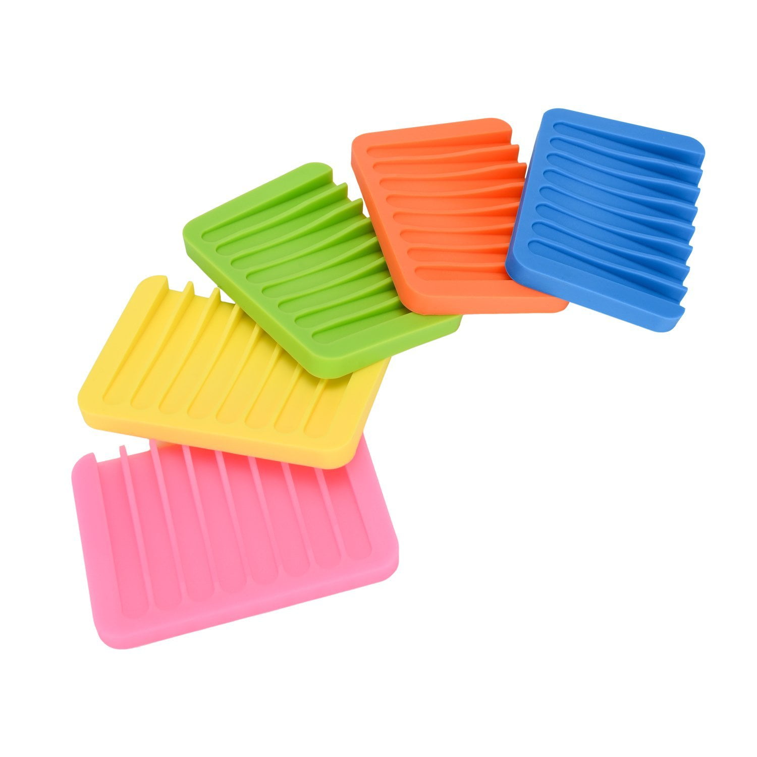 Silicone Flexible Soap Dish Plate Soap Holder Box Candy Color Bathroom Soap  LY 