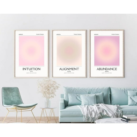 Colorful Angel Number Aura Poster Set of 3 Spiritual Posters Canvas Grainy Gradient Prints Trendy Preppy Wall Art Aesthetic Room Decor Affirmation Inspirational Quotes Wall Art 24x36 Inch Unframed