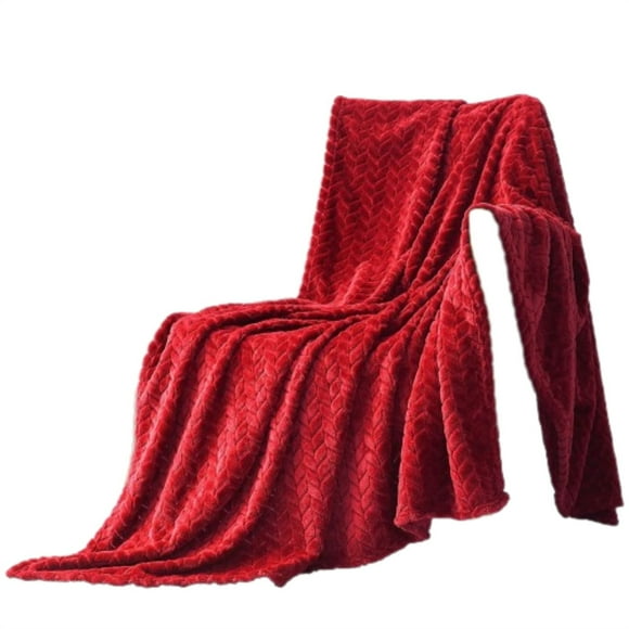 HJQEQVD Minky Blankets Large Flannel Throw Blanket Jacquard Weave Leaves Pattern Blanket for Office 127*178 cm