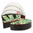 thumbnail image 2 of TOPCHANCES Outdoor Daybed Cushion Cover, 66" Patio Round Sunbed Covers, 2 Semicircular Daybed Couch Mattress Replacement Slipcovers with 3pcs Pillowcase, Cover ONLY (Green Leaf), 2 of 9