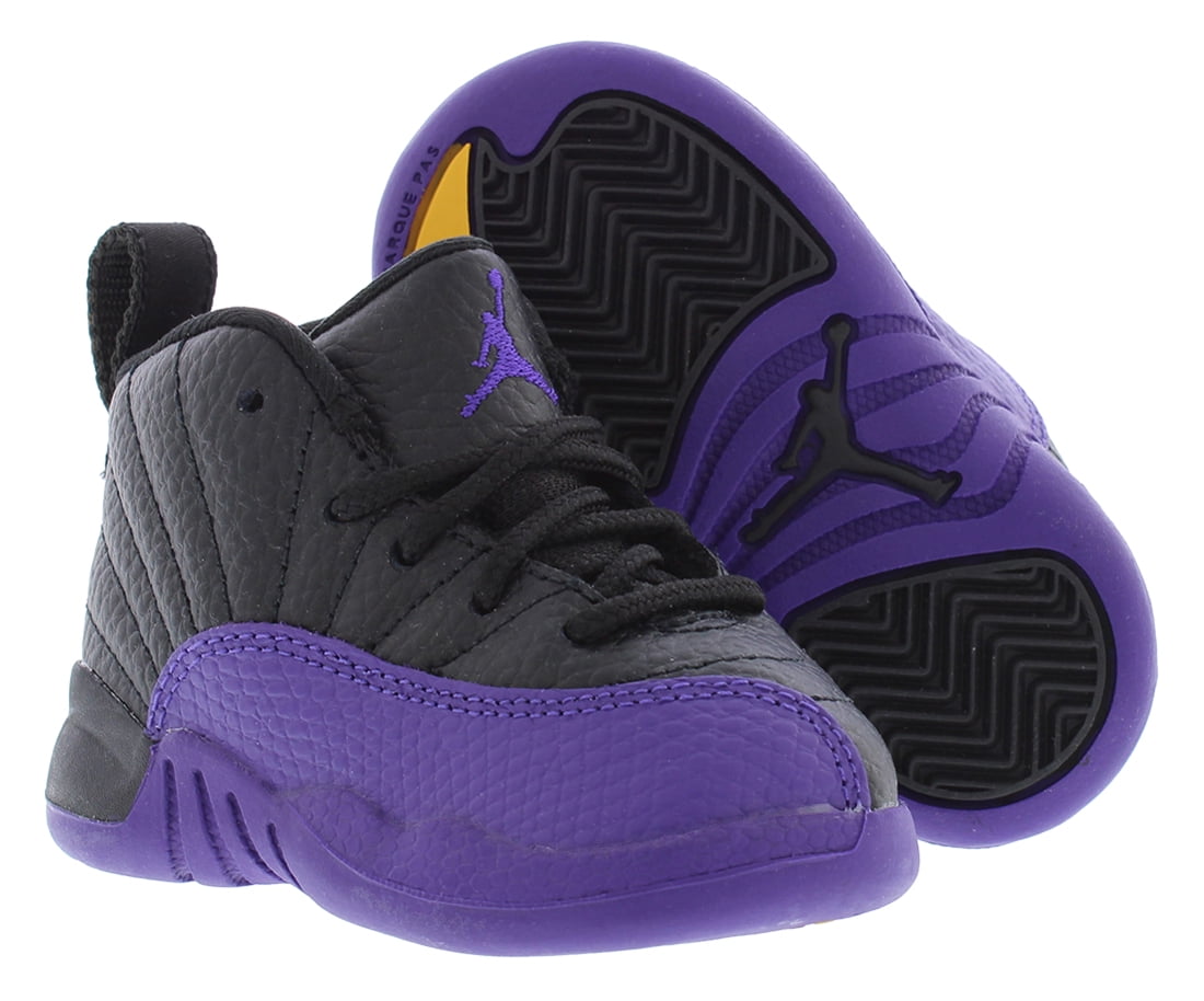 purple and black jordans 12s
