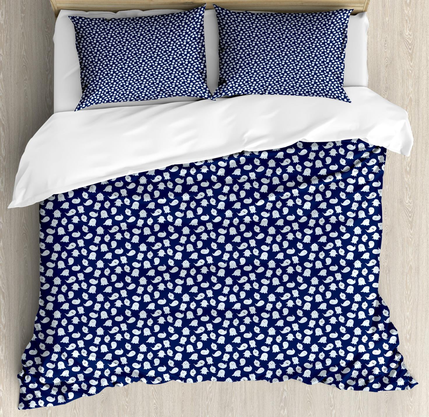 Ghost Duvet Cover Set Queen Size Eerie Funny Supernatural Ghost Duvet Cover Set Queen Size Eerie Funny Supernatural Characters With Diffe Shapes And Expressions Decorative 3 Piece Bedding 2 Pillow