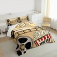 thumbnail image 3 of Manfei Movie Theater Theme Bedding Comforter Set,Cinema Popcorn Twin Comforter Sets,Brown Red Beige Bedding Set For Girl,Microfiber Bedroom Decor Reversible,2pcs, 3 of 8