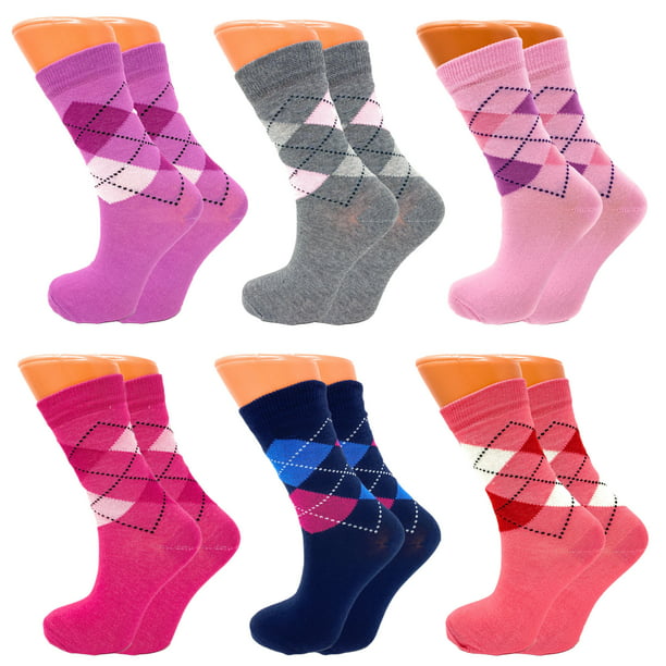 Combed Cotton Crew Socks for Women Colorful 6 Pairs Size 9-11 - Design ...