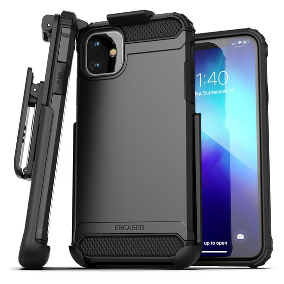 Encased Apple iPhone 11 Belt Clip Holster Case (2019 Scorpio Armor) Heavy Duty Rugged Protective Cover with Holder (Black)